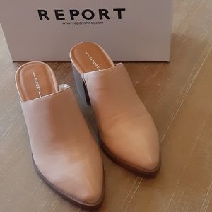 Report Nude Tan Mules 8.5 NEW